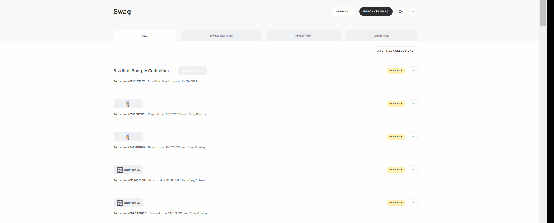 remove swag collection from saved designs.gif