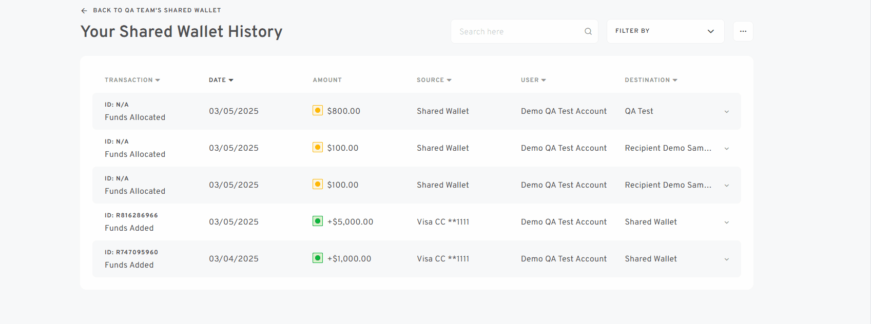 shared wallet search bar and filters.gif